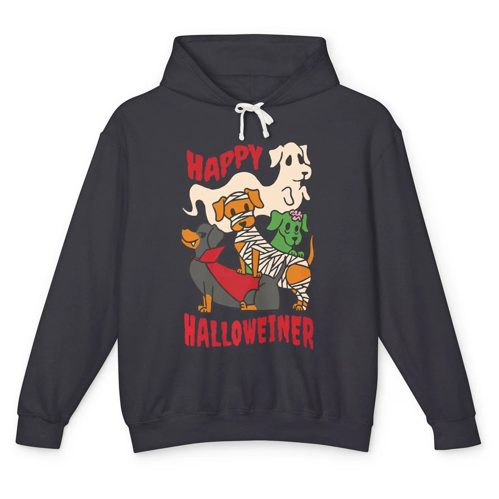 Groovy Dachshund Dog Skeleton Vampire Halloween Spooky Party Unisex Lightweight Hoodie