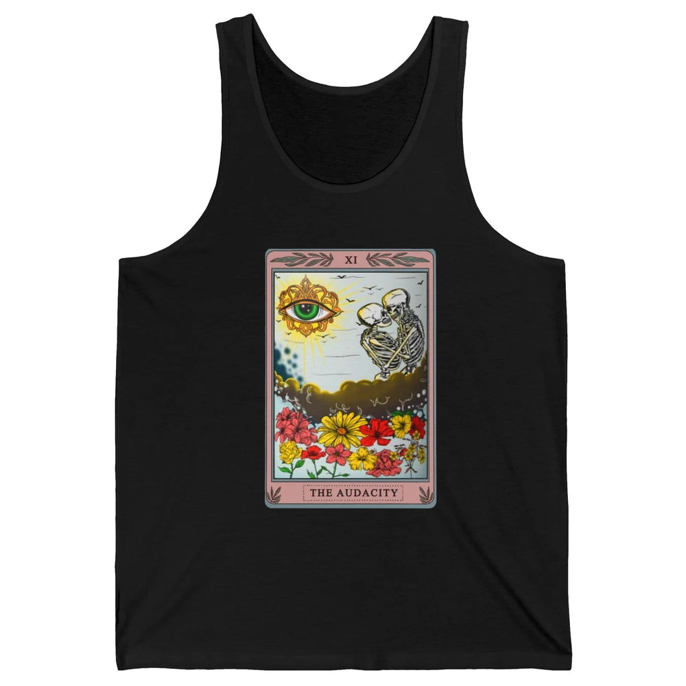 Retro Skeleton Riding Cloud The Audacity Tarot Card Rainbow Unisex Jersey Tank