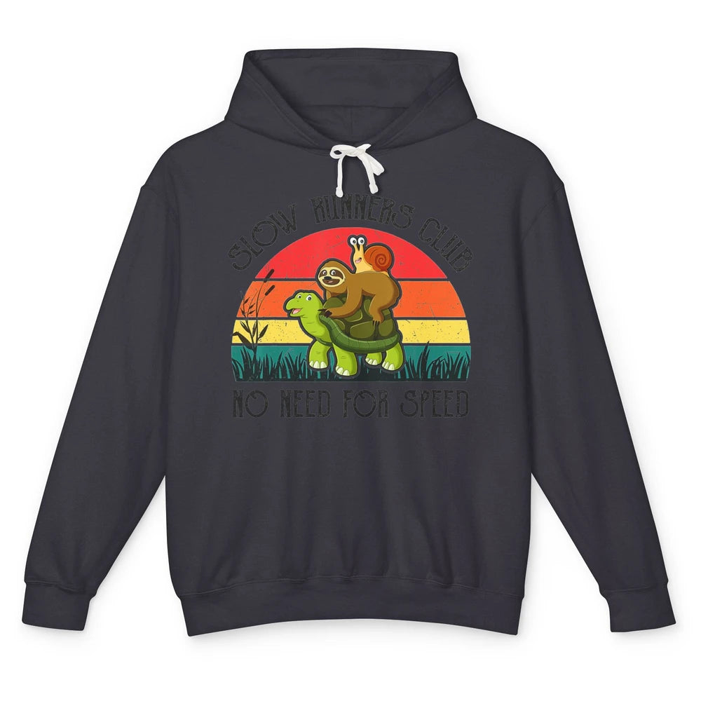 Funny Slow Runners Club Snail Riding Turtle Pun Animal Snail Unisex Lightweight Hoodie