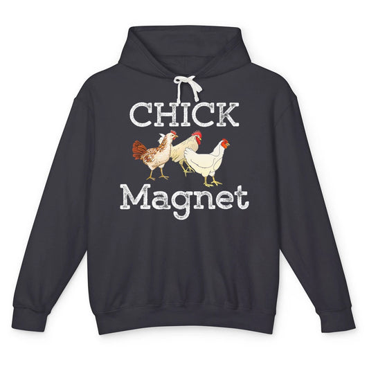 Funny Chicken Magnet Retro Farm Farmer Rooster Farming Chick Unisex Lightweight Hoodie