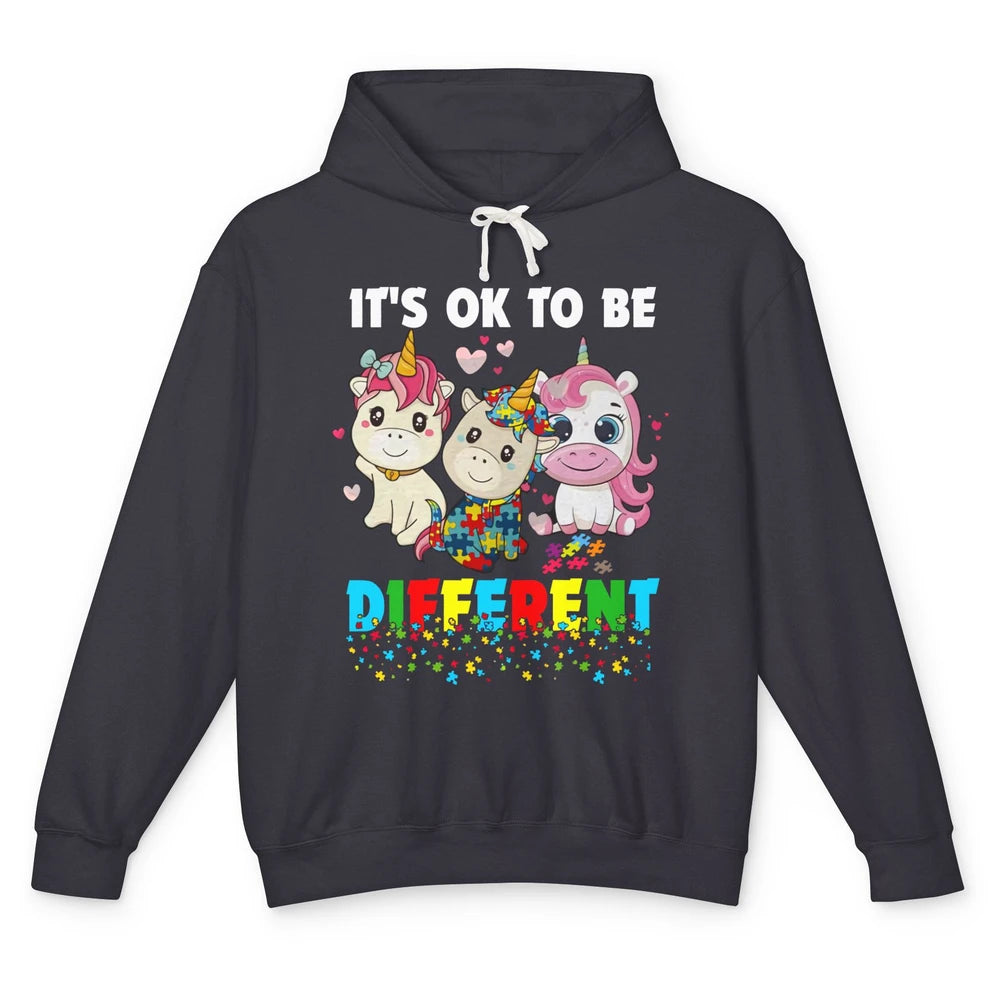 Autism Awareness Puzzles Baby Unicorn Okay To Be Different Unisex Lightweight Hoodie