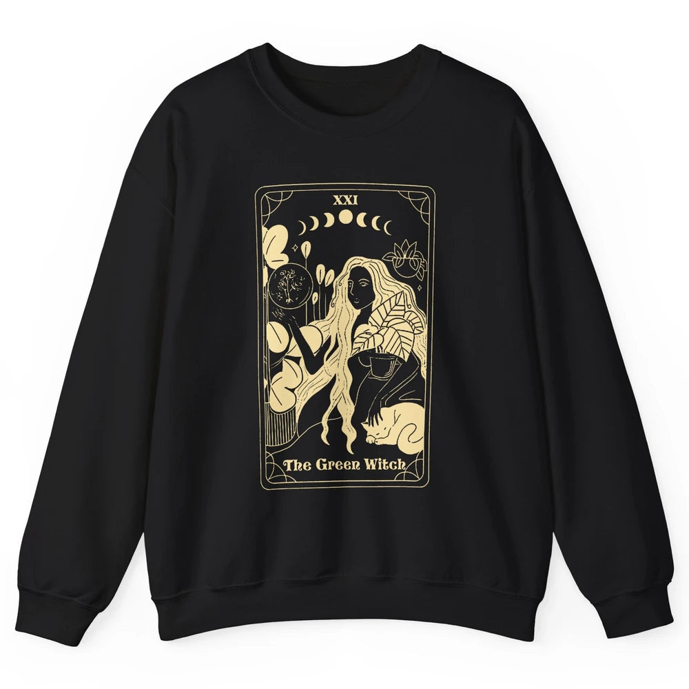 The Green Witch Gardener Tarot Card Halloween Gardening Gift Unisex Crewneck Sweatshirt