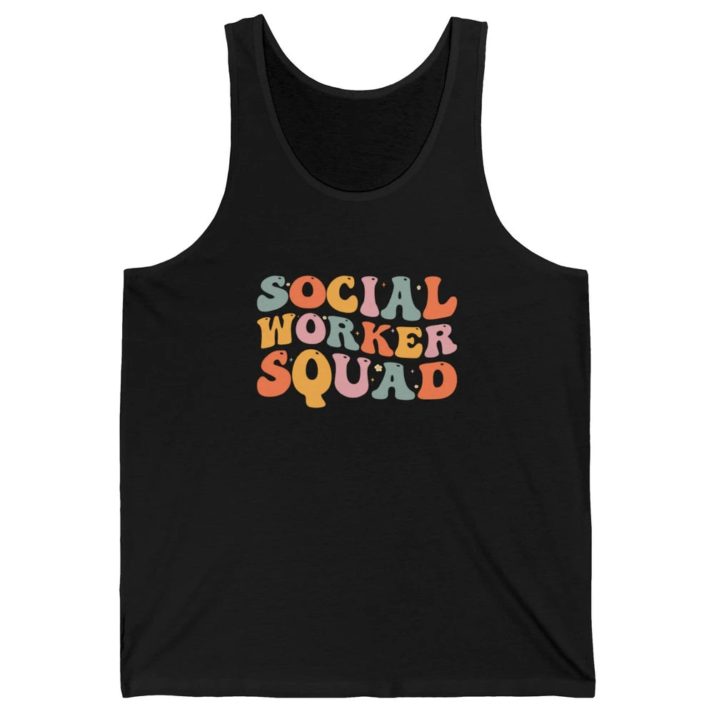 Social Worker Squad Groovy Retro Vintage Rainbow Social Work Unisex Jersey Tank