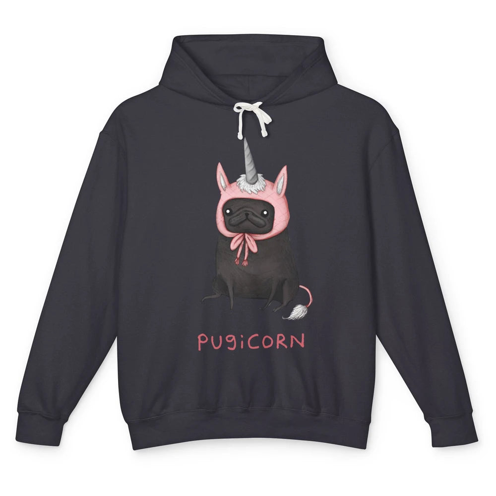 Funny Pug Unicorn Parody Costume Pug Mom Animal Humorous Unisex Lightweight Hoodie