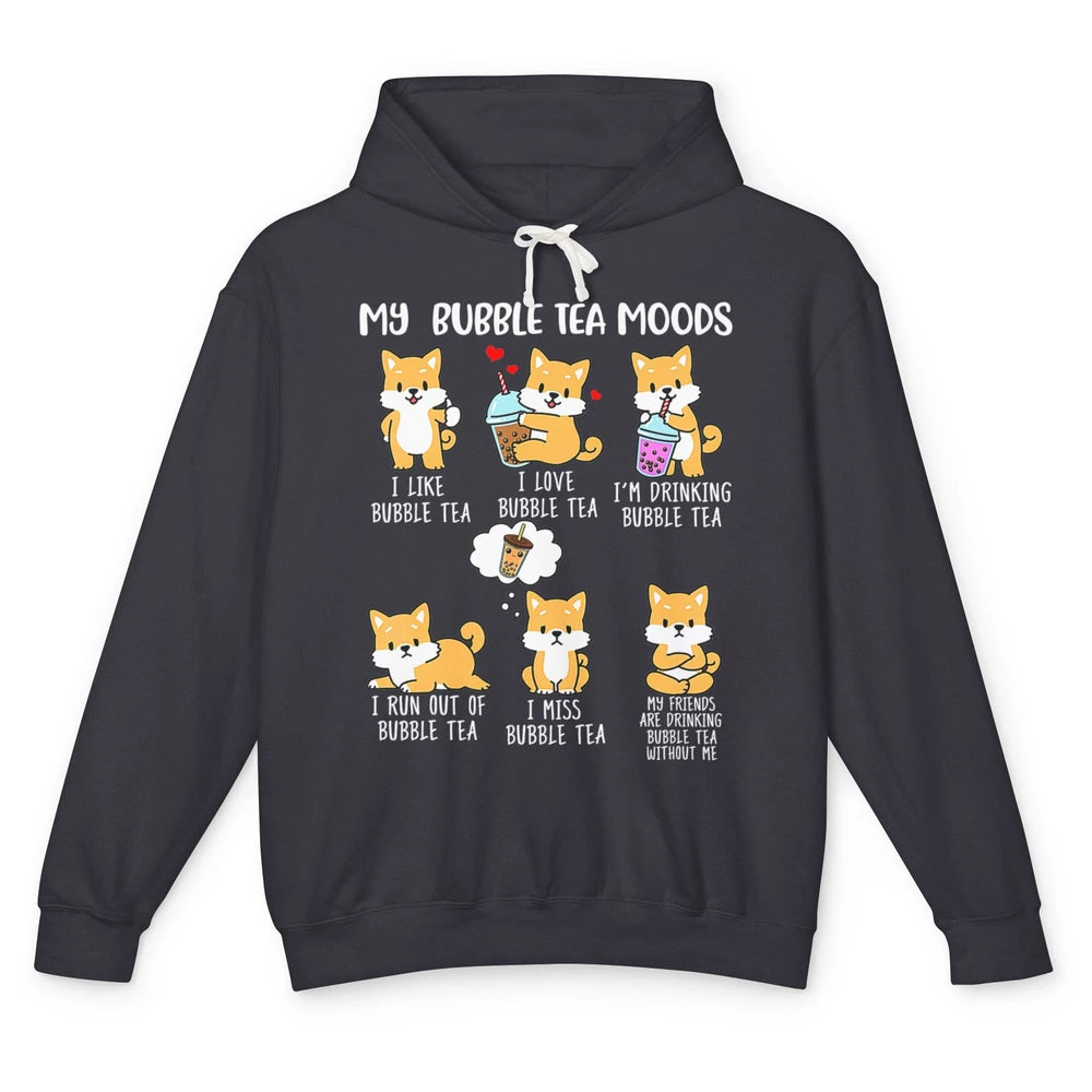 Funny Shiba Inu Bubble Tea Mood Dog Kawaii Cute Puppy Anime Unisex Lightweight Hoodie