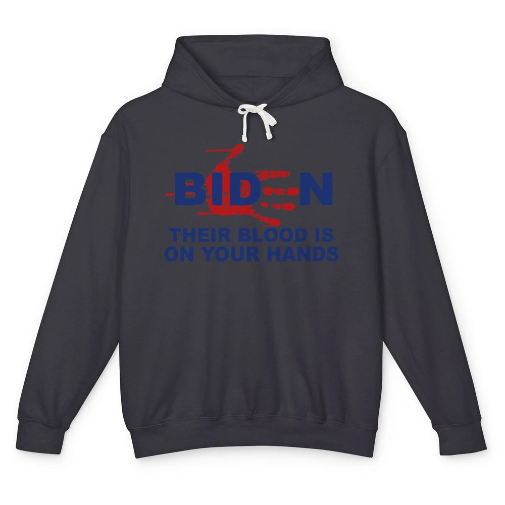 Funny Joe Biden Red Hand Anti Biden Liberal Republican Gift Unisex Lightweight Hoodie