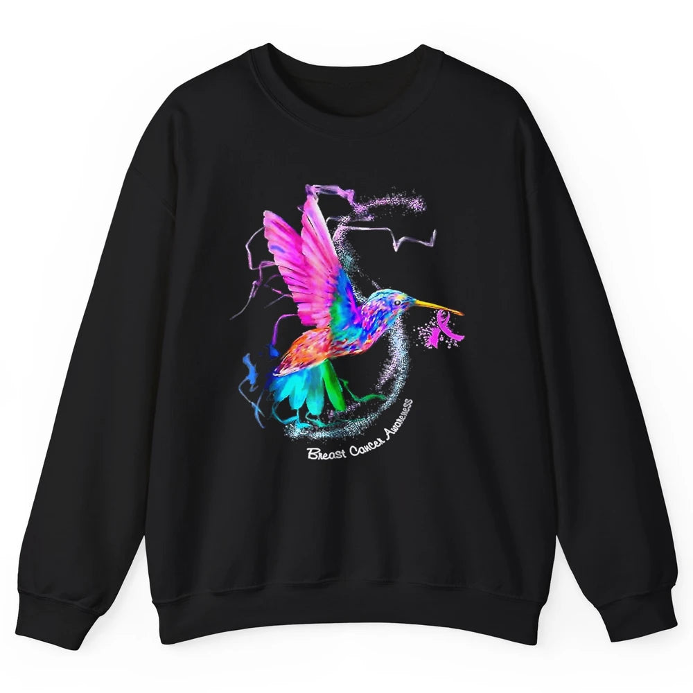 Breast Cancer Awareness Hummingbird Sunflower Pink Ribbon Unisex Crewneck Sweatshirt