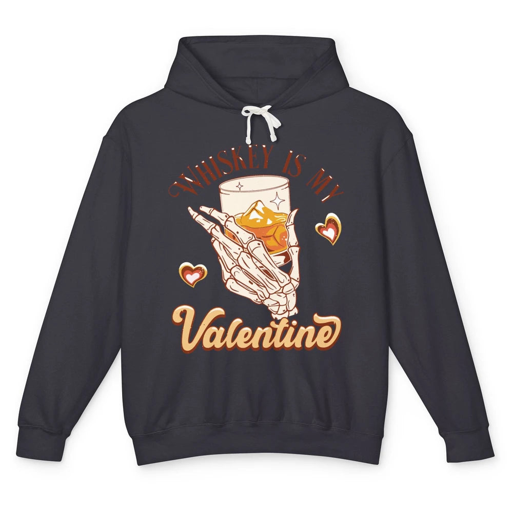 Whiskey is My Valentine Western Drinking Skeleton Valentine Unisex Lightweight Hoodie