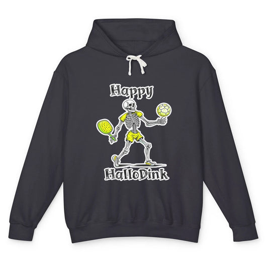 Funny Hallodink Pickle Ball Skeleton Halloween Spooky Pun Unisex Lightweight Hoodie