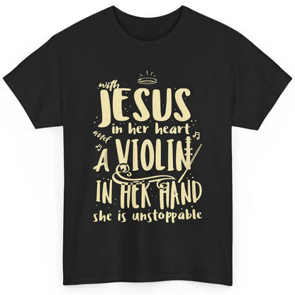 With Jesus Violin Player Retro Violinist Musical Instrument Classic Unisex T-Shirt