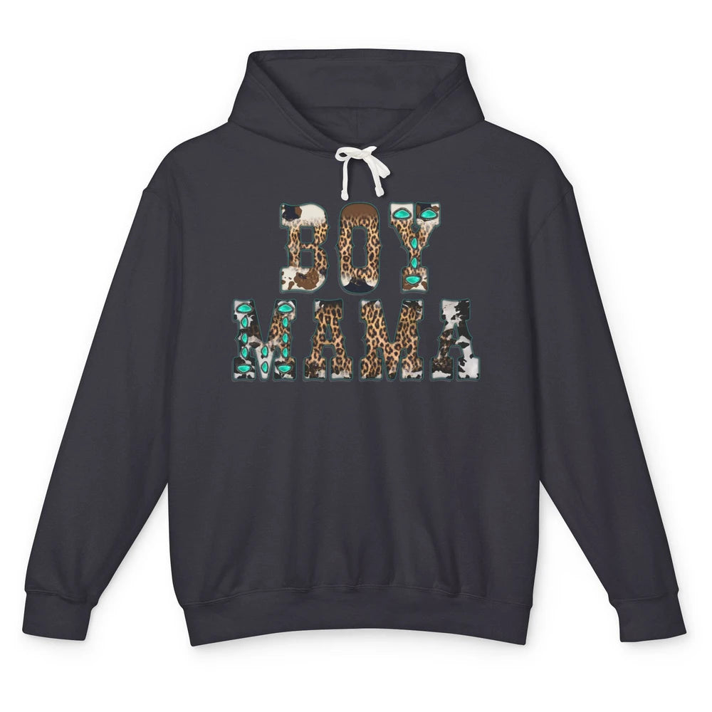 Leopard Turquoise Boy Mama Western Country Cowboy Mama Unisex Lightweight Hoodie