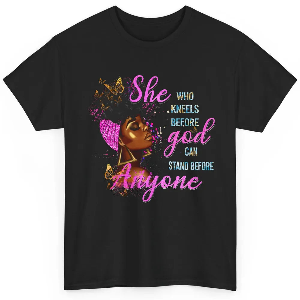 Black Girl She Who Kneels Before God Christian Afro Women Classic Unisex T-Shirt