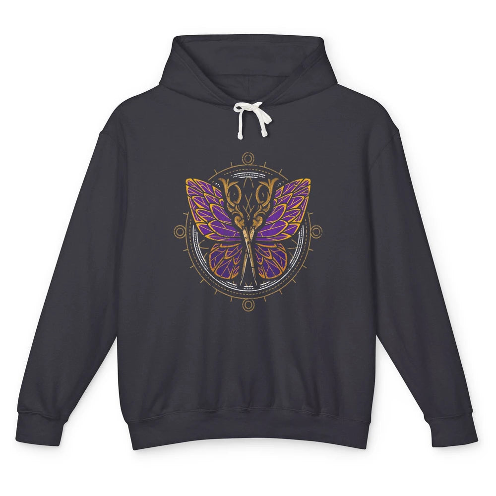 Woman Hair Butterfly Barber Hairstylist Hairdresser Retro Unisex Lightweight Hoodie