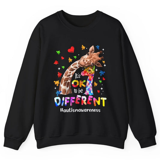 Autism Giraffe Mom It's Okay To Be Different Neurodiversity Unisex Crewneck Sweatshirt