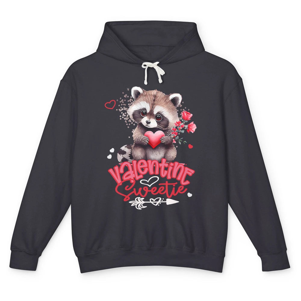 Adorable Baby Raccoon Cute Happy Valentine Sweetie Opossum Unisex Lightweight Hoodie