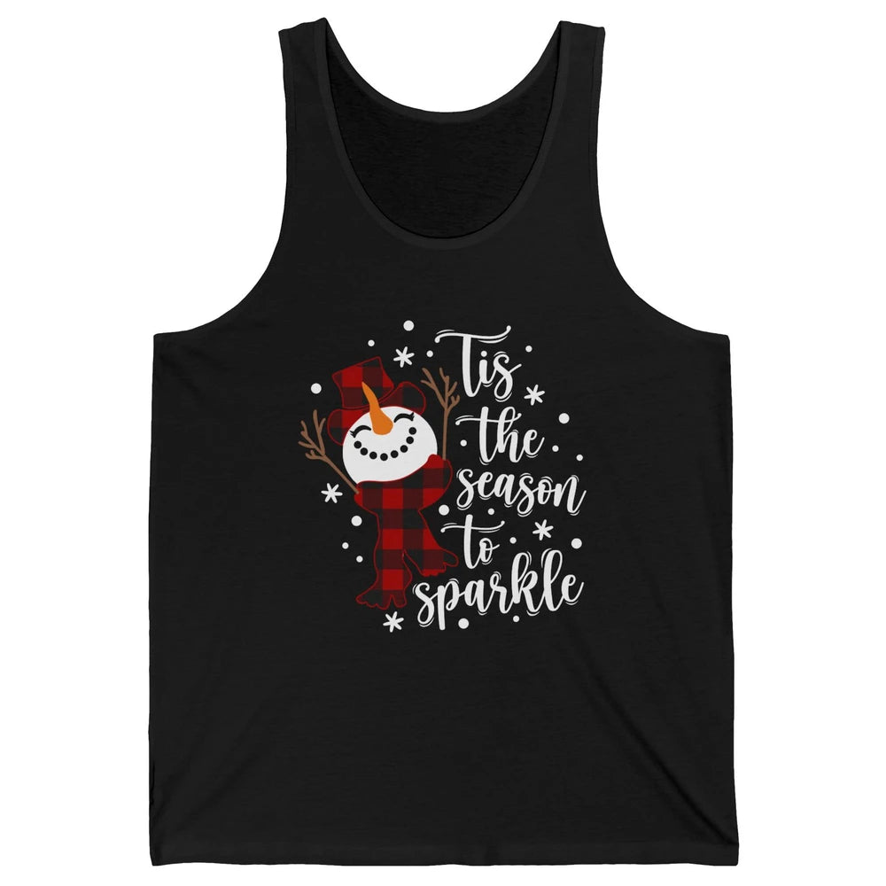 Funny Snowman Tis The Season To Sparkle Merry Christmas Unisex Jersey Tank