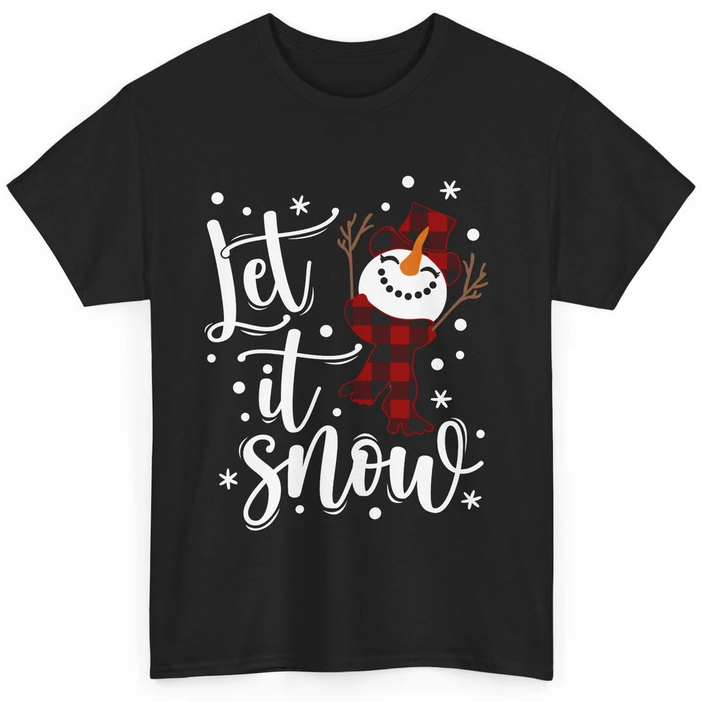 Funny Snowman Let It Snow Snowflakes Merry Christmas Classic Unisex T-Shirt