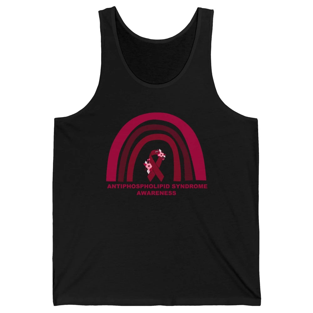 Antiphospholipid Syndrome Awareness APS Burgundy Rainbow Unisex Jersey Tank