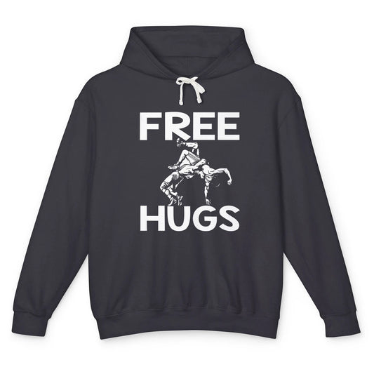 Vintage Wrestling Free Hugs Sports Martial Art Retro Wrestle Unisex Lightweight Hoodie