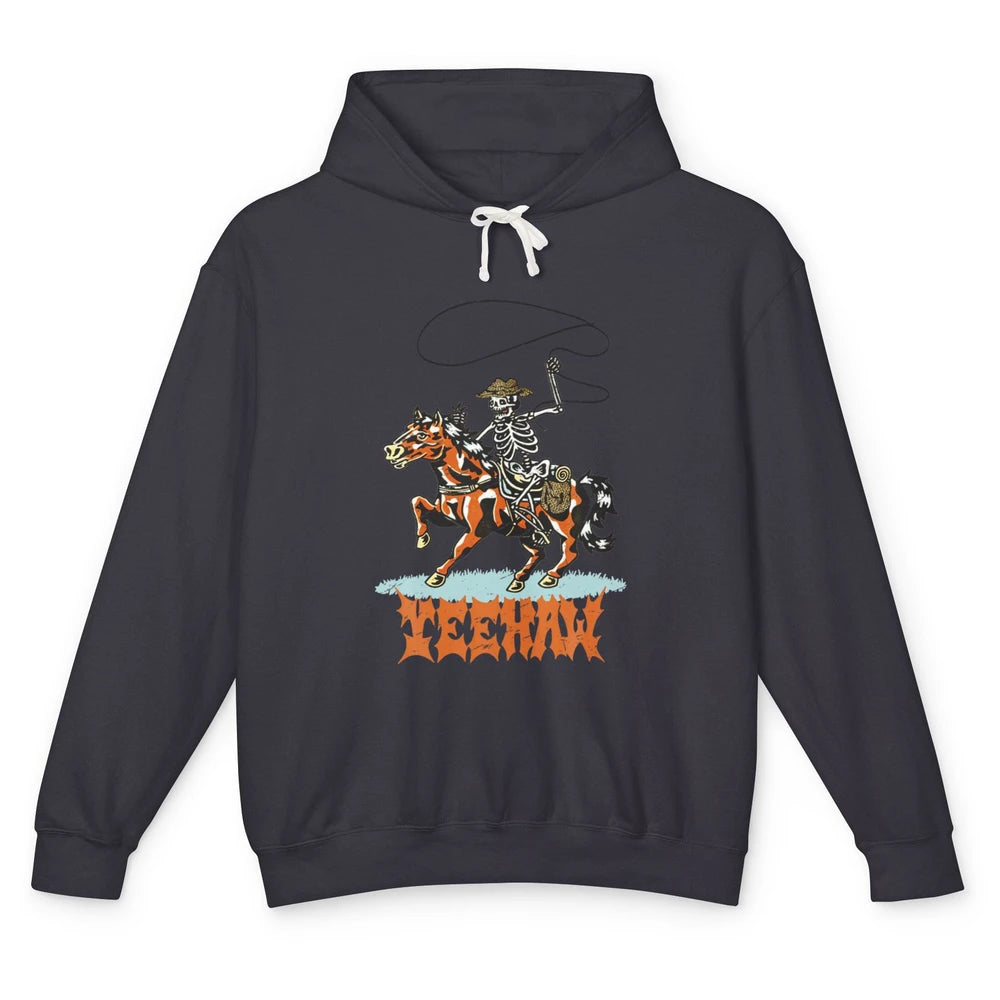 Skeleton Cowboy Horseback Yeehaw Rodeo Western Texas Retro Unisex Lightweight Hoodie