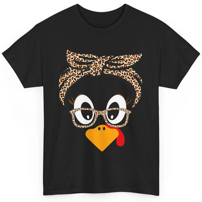 Cute Turkey Mom Leopard Glasses Thanksgiving Fall Turkey Day Classic Unisex T-Shirt