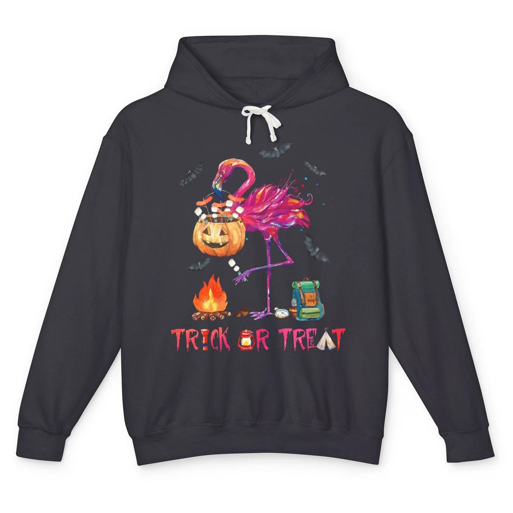 Flamingo Trick or Treat Halloween Camping Lovers Gift Unisex Lightweight Hoodie