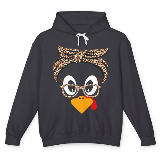 Cute Turkey Mom Leopard Glasses Thanksgiving Fall Turkey Day Unisex Lightweight Hoodie