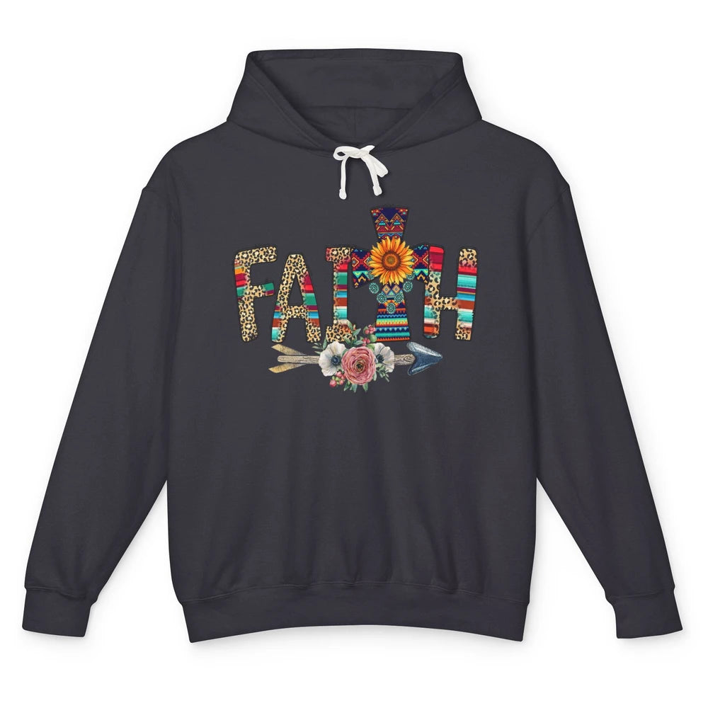 Leopard Serape Faith Religious Western Country Christian God Unisex Lightweight Hoodie