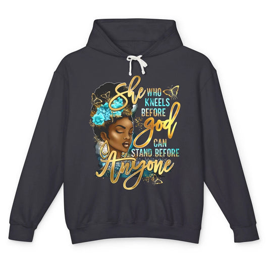 Black Girl She Who Kneels Before God Christian Afro Women Unisex Lightweight Hoodie