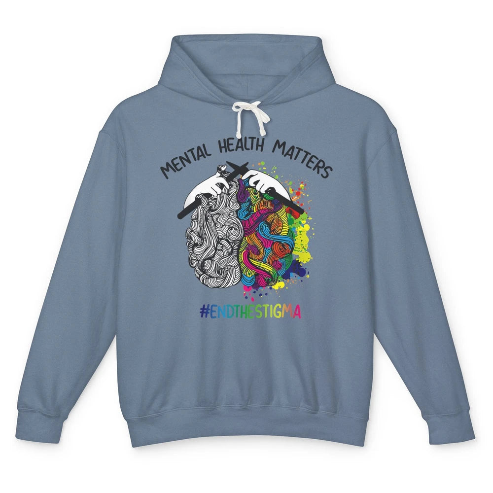 Brain Knitting Mental Health Matters Awareness Crochet Quilt Unisex Lightweight Hoodie