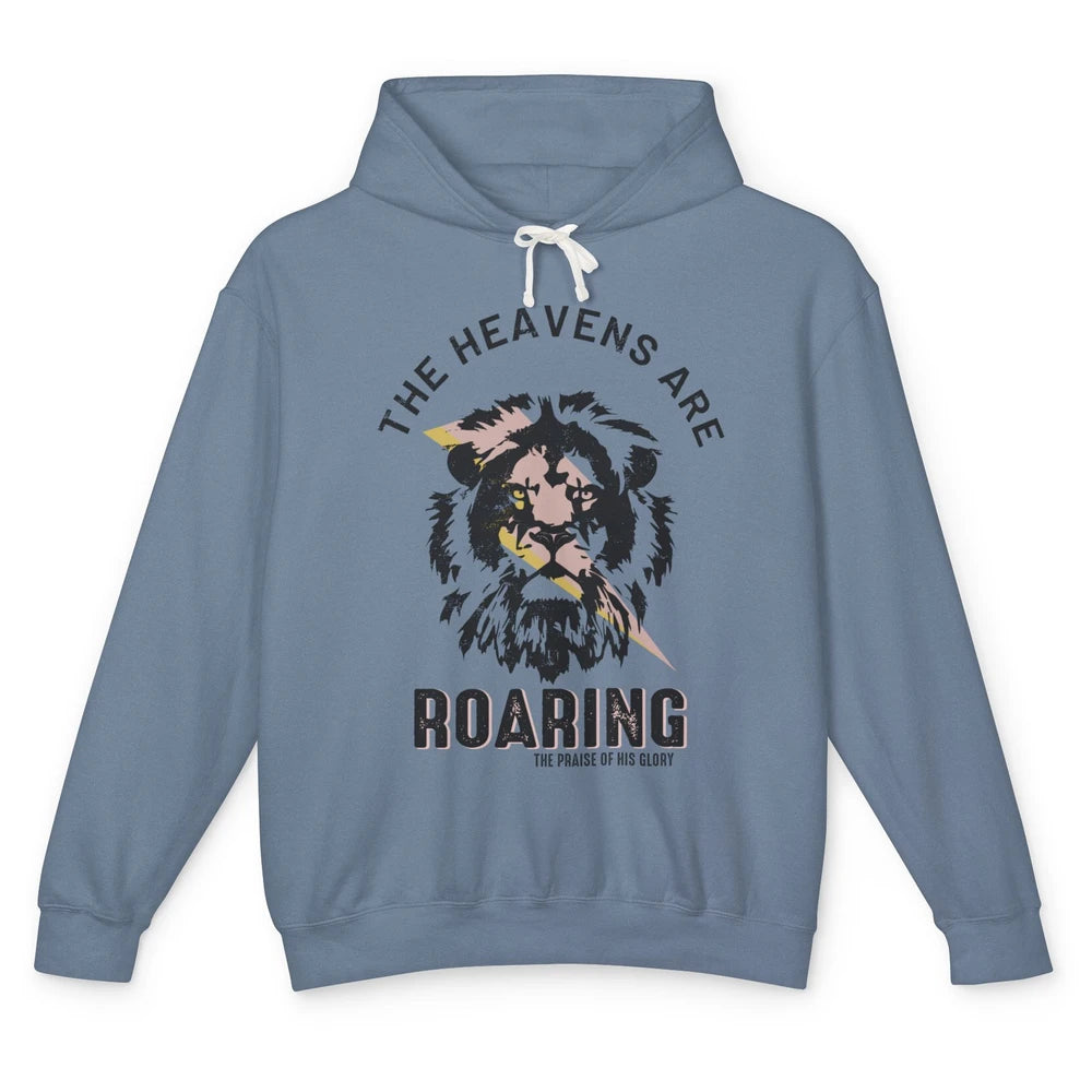 Lion Lightning Bolt Heavens Are Roaring Christian Catholic Unisex Lightweight Hoodie