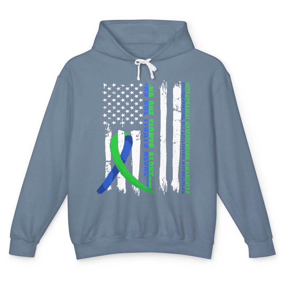 Intracranial Hypertension Ribbon No One Fight Alone US Flag Unisex Lightweight Hoodie