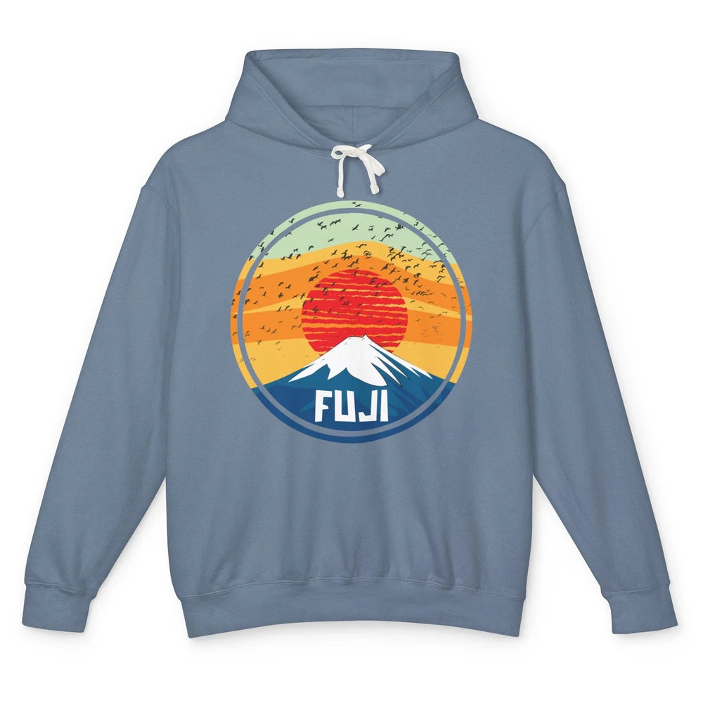 Vintage Sunset Mount Fuji The Highest Mountain In Japan Unisex Lightweight Hoodie