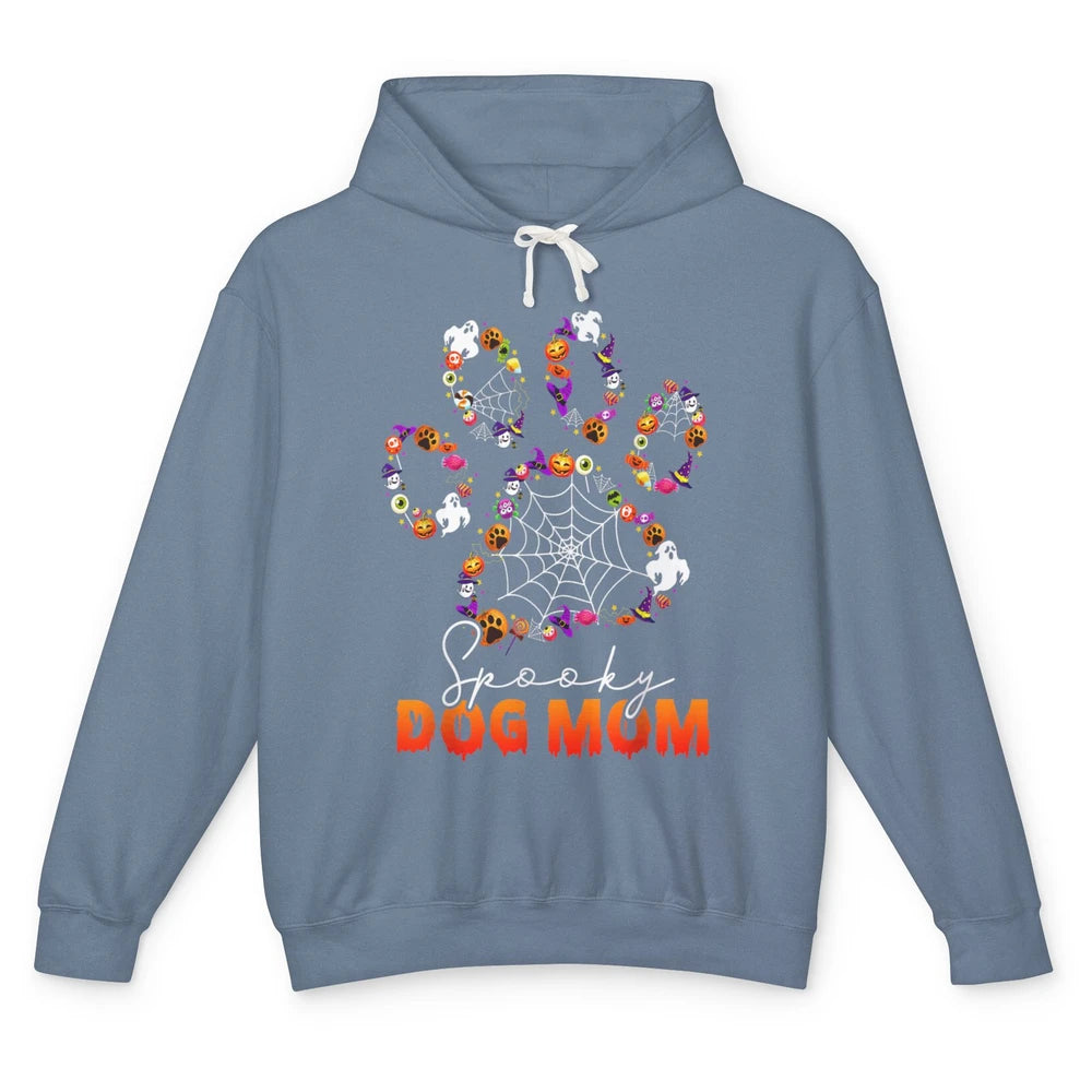 Cute Dog Mom Paw Mother Spider Happy Halloween Spooky Season Unisex Lightweight Hoodie