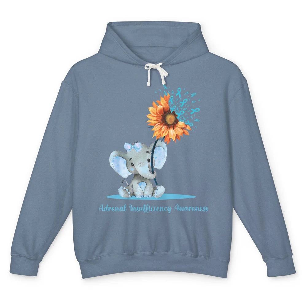 Adrenal Insufficiency Awareness Baby Elephant Sunflower Unisex Lightweight Hoodie