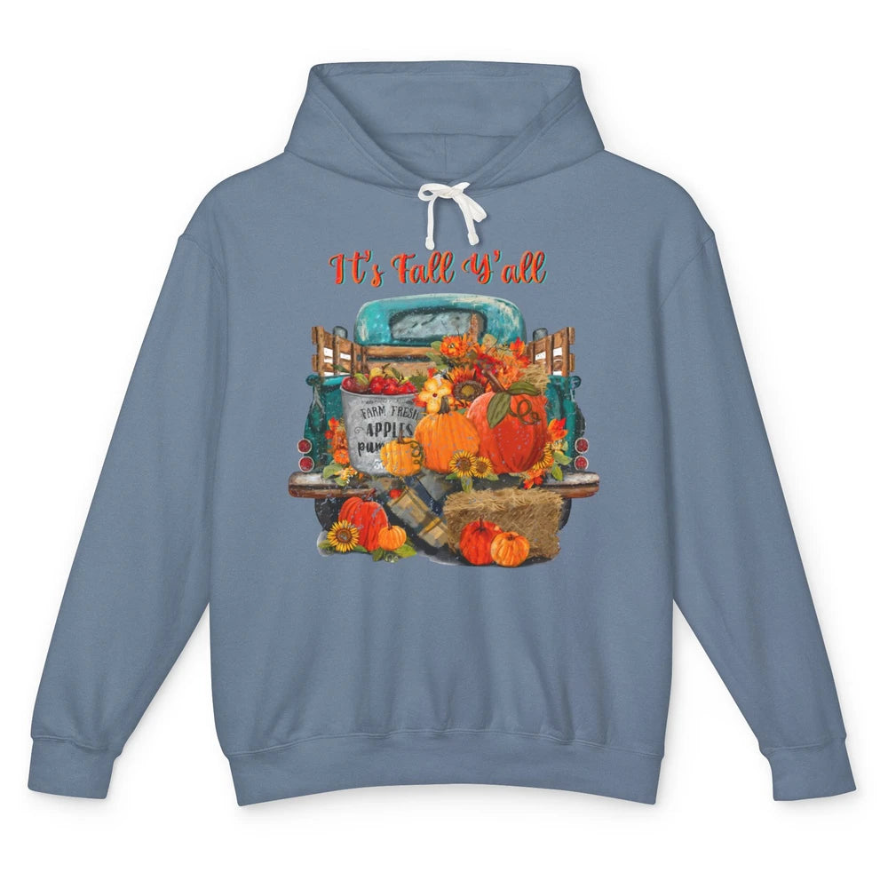 Retro Pumpkin Truck Sunflower Western Pumpkin Season Fall Unisex Lightweight Hoodie