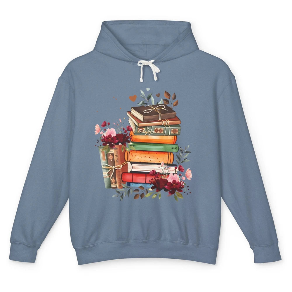 Books Floral Librarian Book Wildflower Bookworm Book Lovers Unisex Lightweight Hoodie