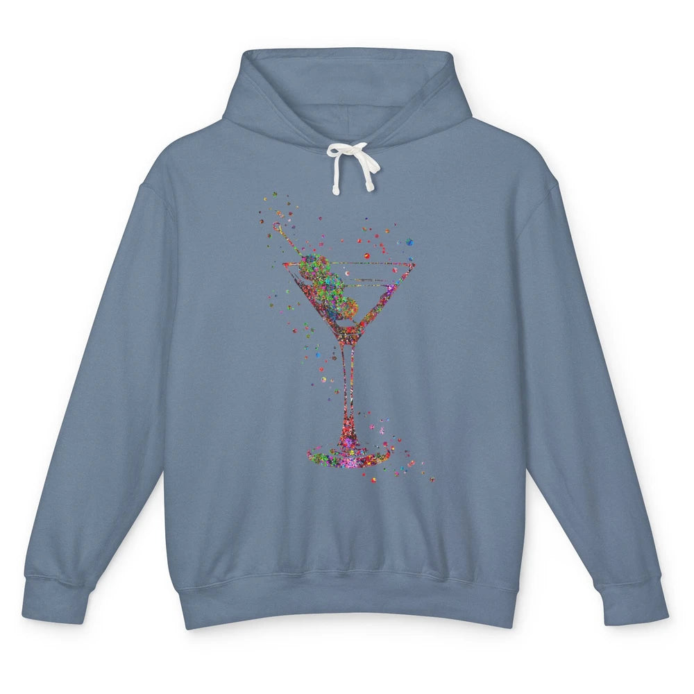 Watercolor Glass Of Martini Cocktails Wine Shot Alcoholic Unisex Lightweight Hoodie