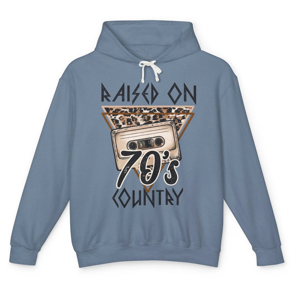 Leopard Tape Raised On 70s Country Western Country 90s Music Unisex Lightweight Hoodie