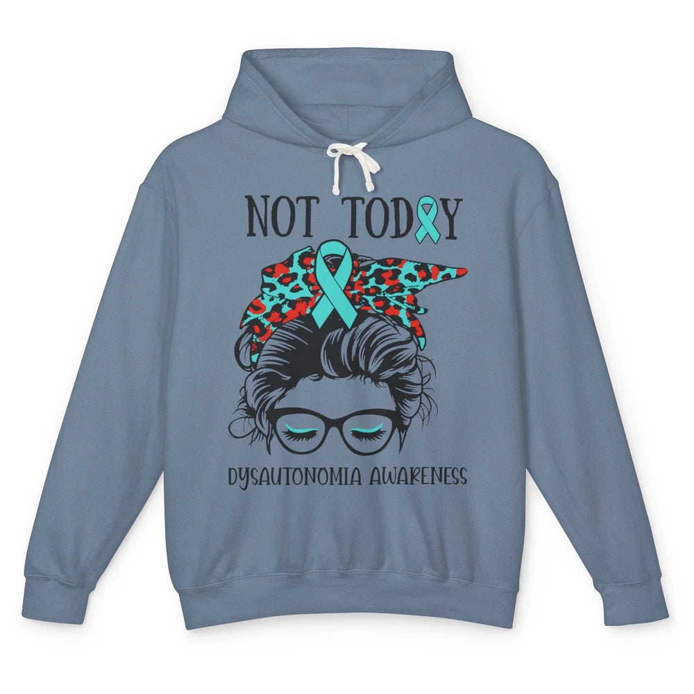 Dysautonomia Awareness Ribbon Not Today Messy Bun Leopard Unisex Lightweight Hoodie