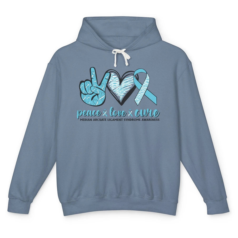 Median Arcuate Ligament Syndrome MALS Ribbon Peace Love Cure Unisex Lightweight Hoodie