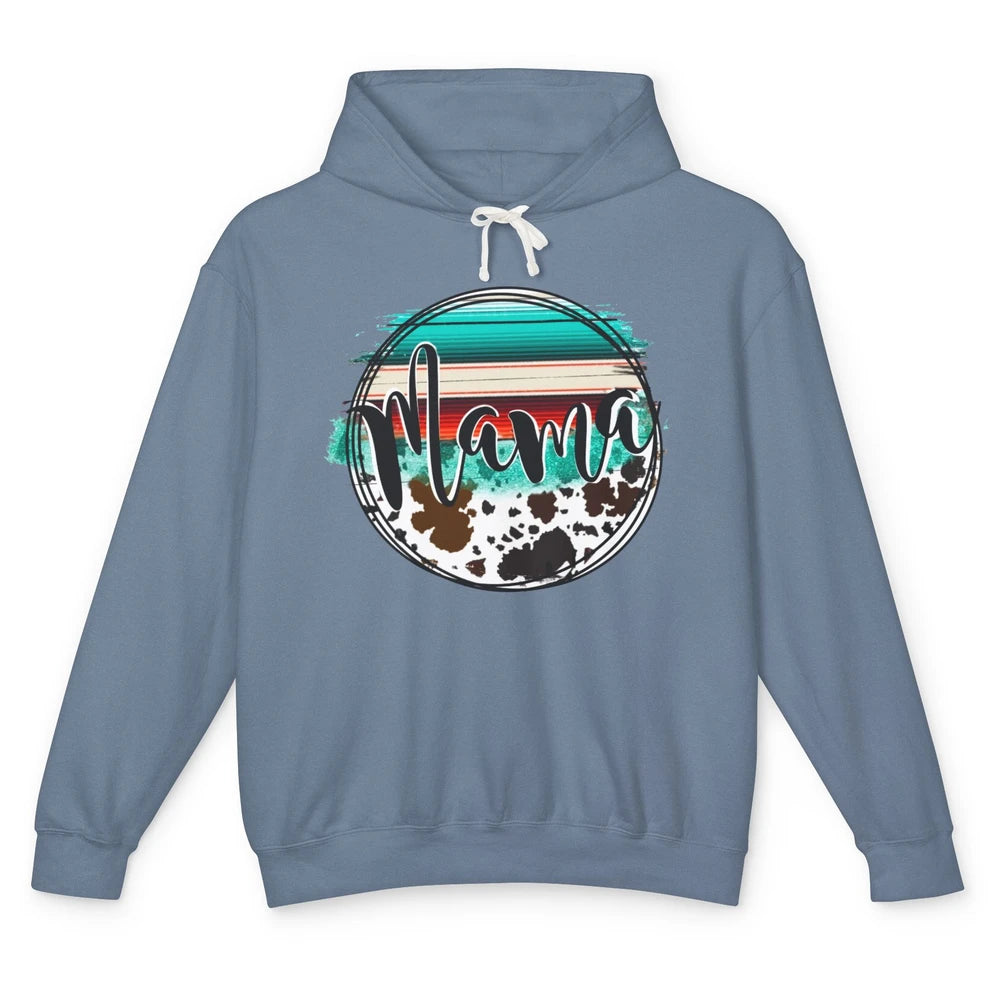 Western Country Boho Mama Cowhide Turquoise Western Mama Unisex Lightweight Hoodie