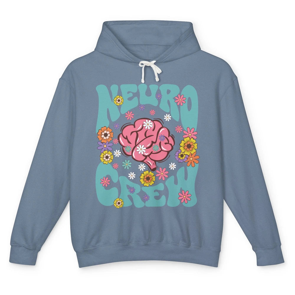 Retro Floral Neuro Crew Nurse Life Neurologist Neuroscience Unisex Lightweight Hoodie