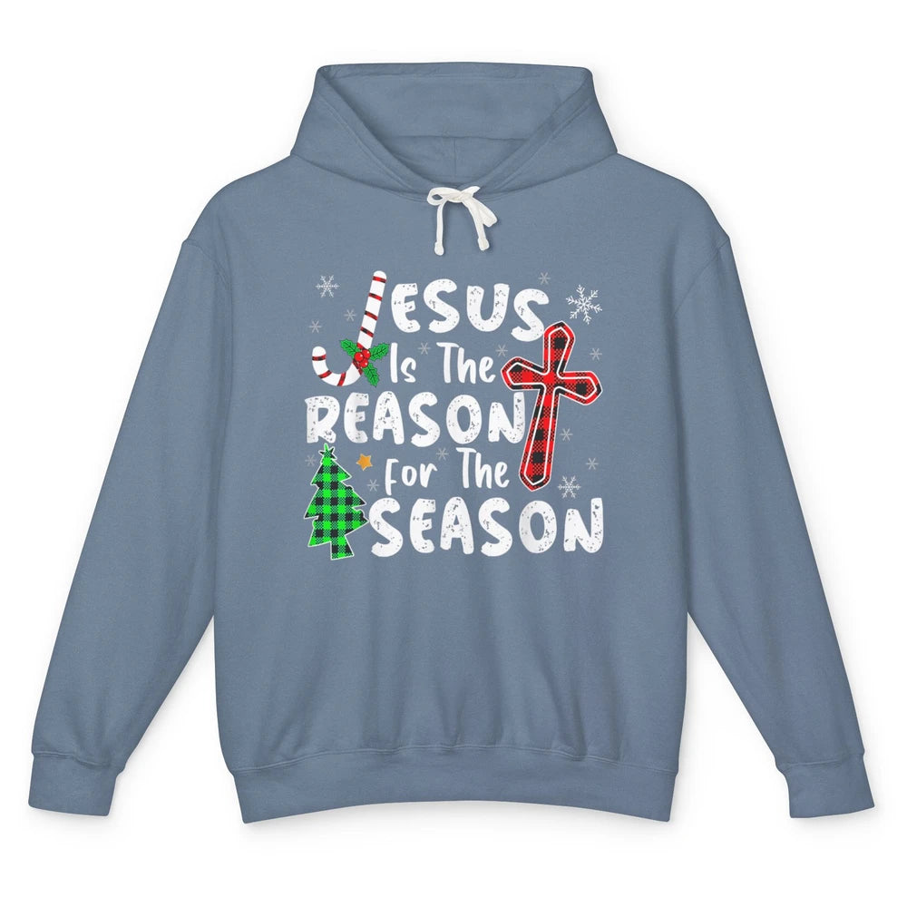 Merry Christmas Jesus The Reason For Season Xmas Cross Candy Unisex Lightweight Hoodie