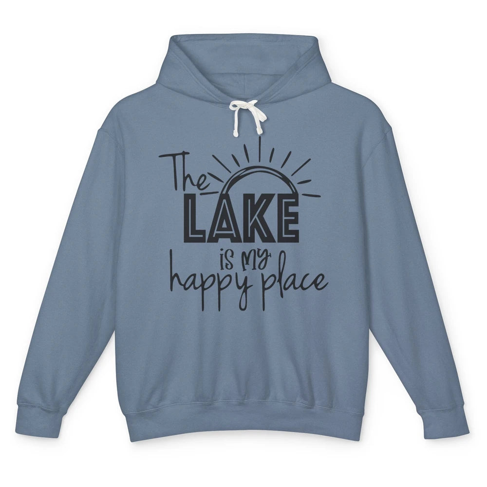 The Lake Is My Happy Place Summer Sunrays Lake Days Kayaking Unisex Lightweight Hoodie