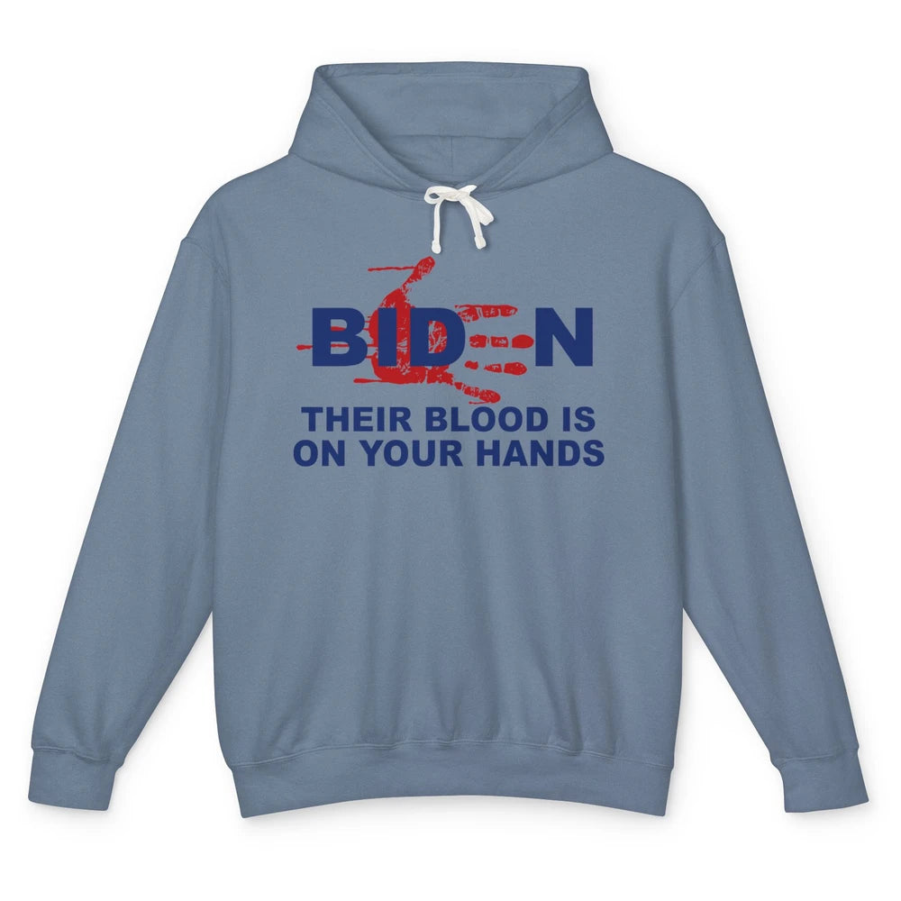 Funny Joe Biden Red Hand Anti Biden Liberal Republican Gift Unisex Lightweight Hoodie