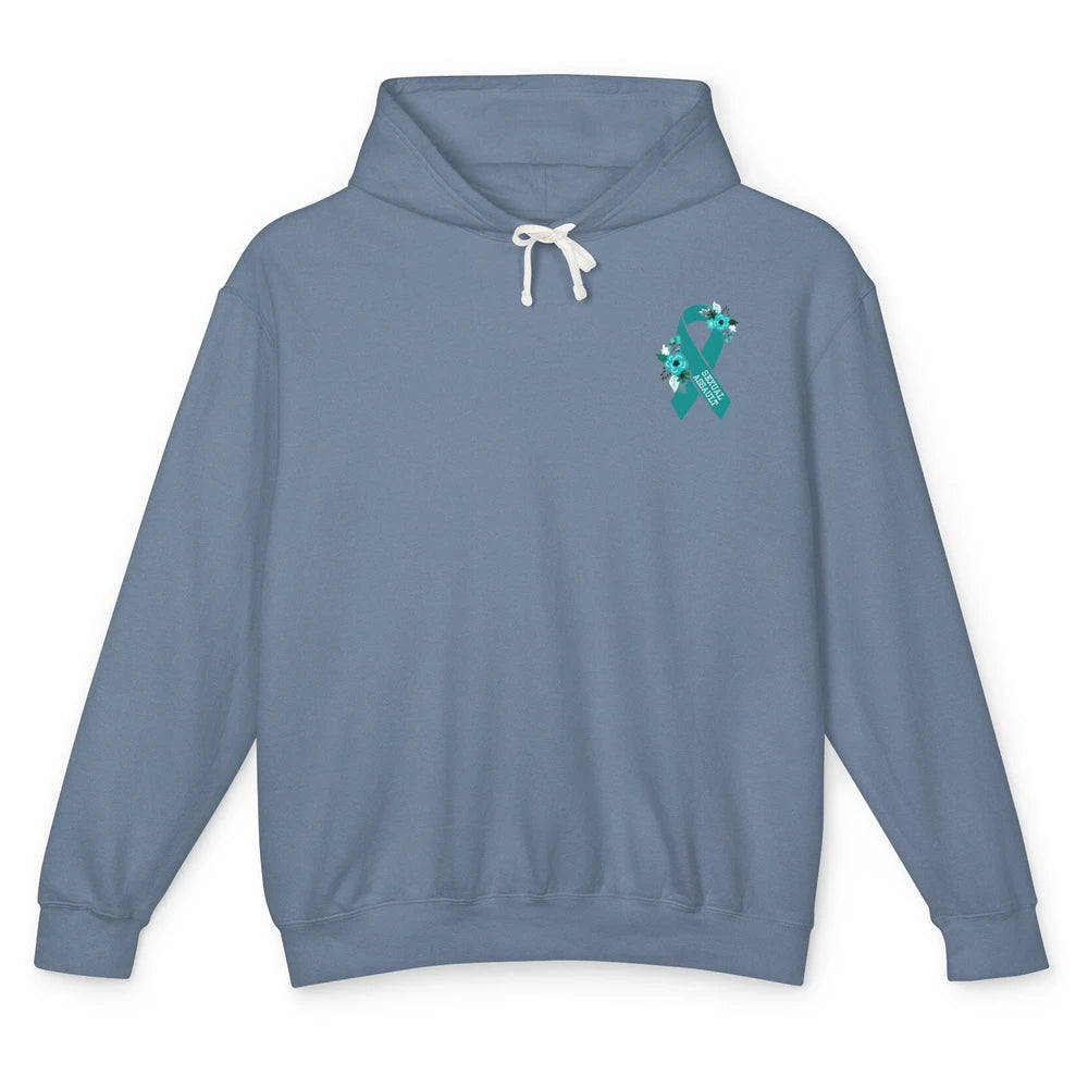 Sexual Assault Awareness Floral Teal Ribbon Awareness Gift Unisex Lightweight Hoodie