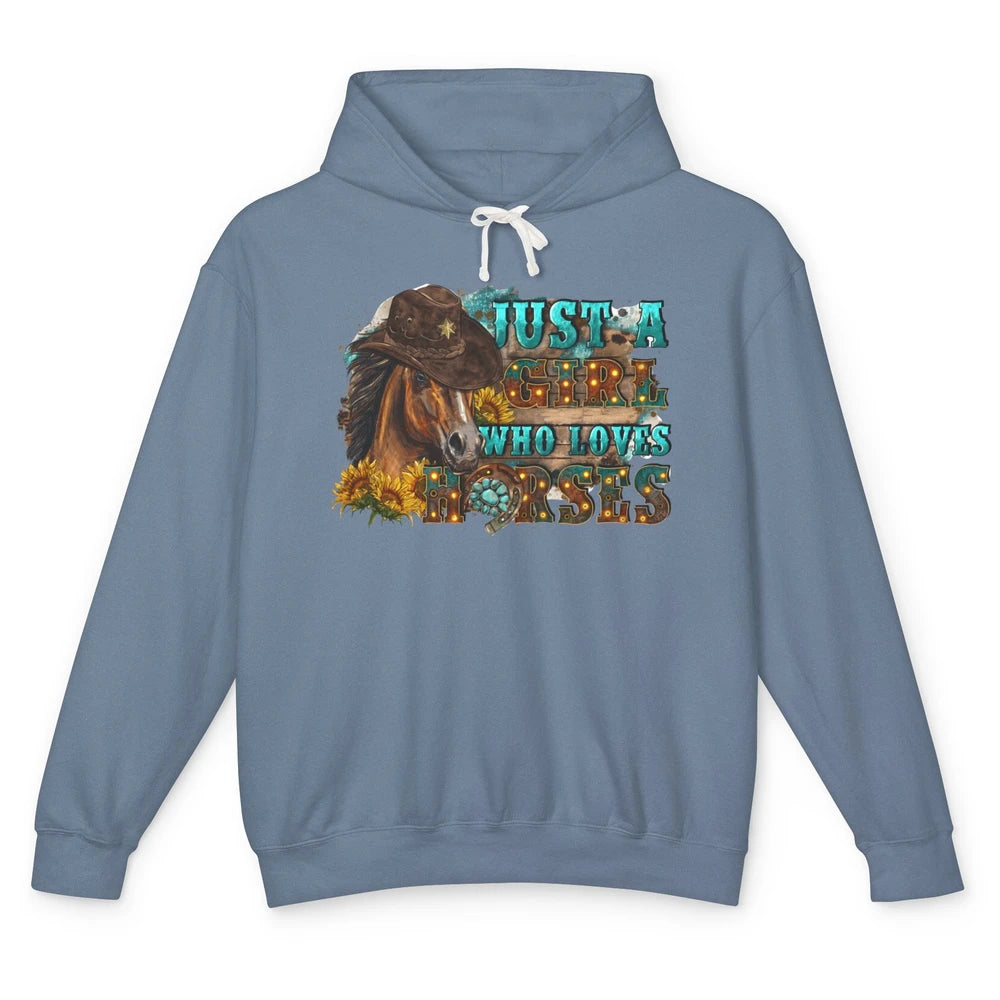 Floral Horse Mom Just A Girl Who Loves Horses Western Cowboy Unisex Lightweight Hoodie