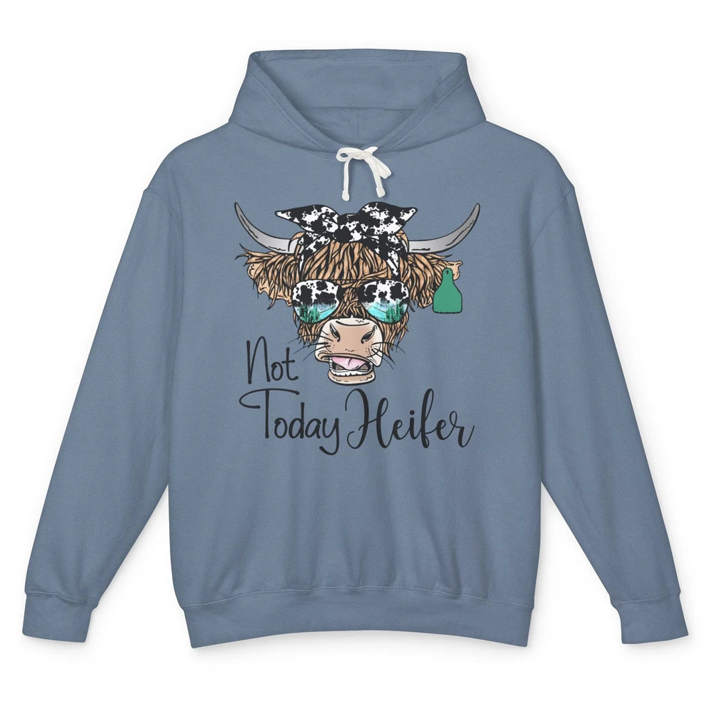 Highland Cow Bandana Cowhide Not Today Heifer Western Animal Unisex Lightweight Hoodie