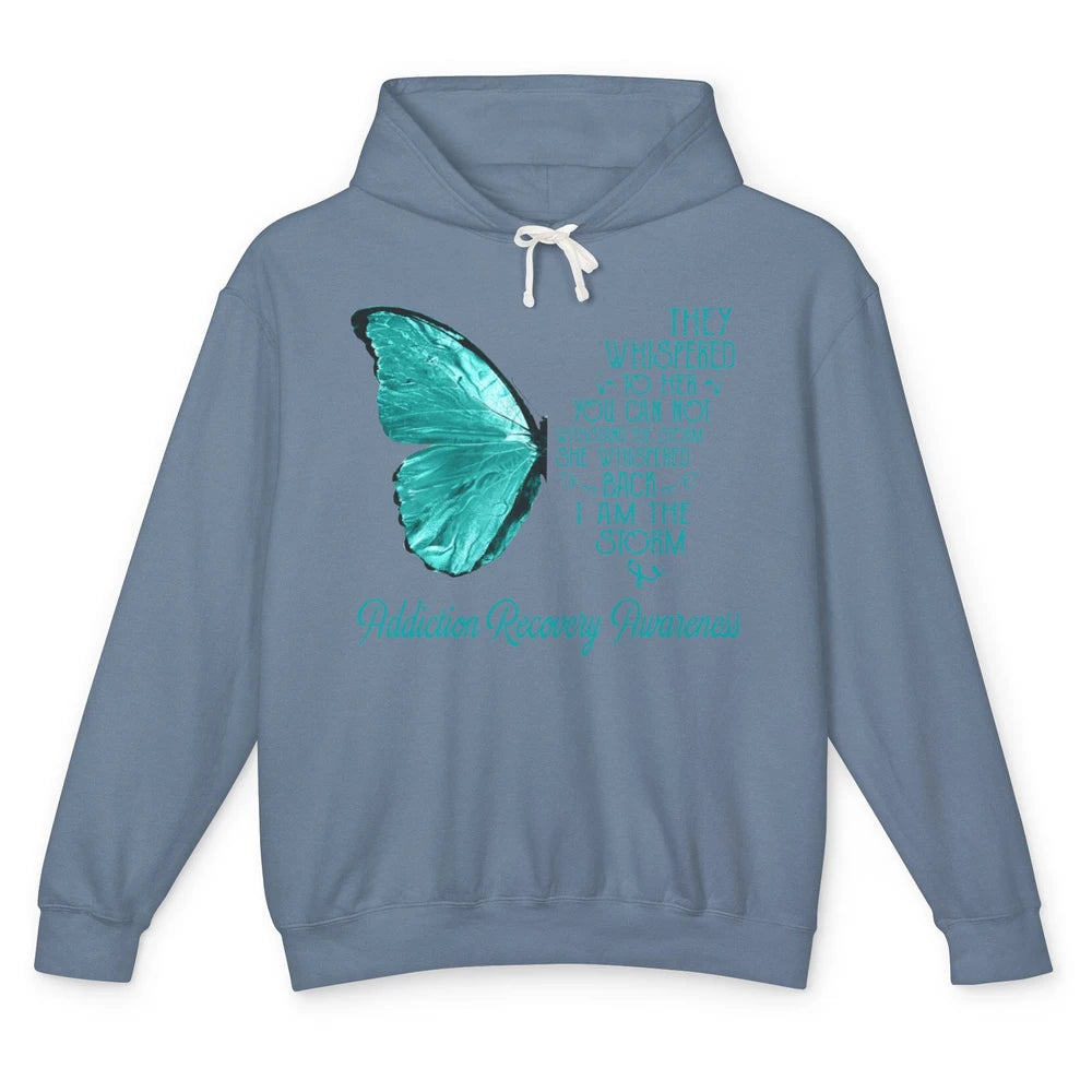 Addiction Recovery Awareness Ribbon Butterfly I'm The Storm Unisex Lightweight Hoodie